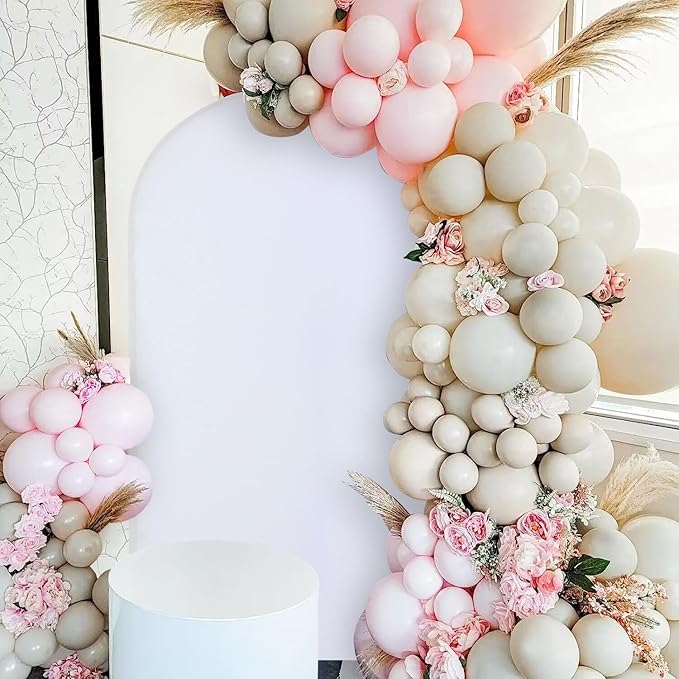 White Arch Cover 7.2x4FT Spandex Fitted Arch Backdrop Cover Fabric Double Sided Arch Covers Stretchy Backdrop Round Top Arch Stand Cover for Party Wedding Ceremony Baby Shower Decoration