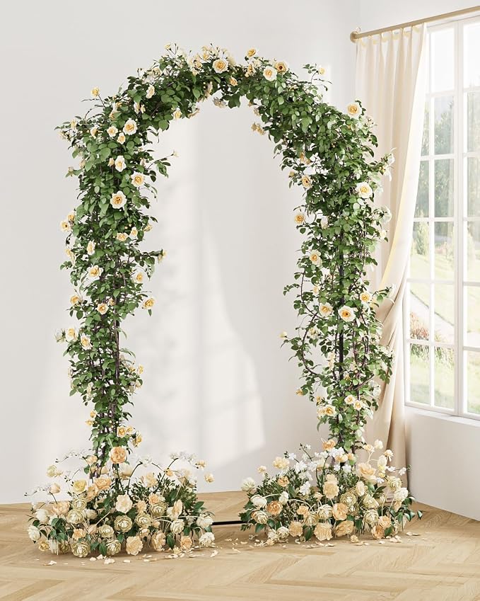 Wedding Arch, Metal Arch Backdrop Stand, Balloon Arch Stand Wedding Frame for Ceremony Decoration (Black, 7.2FT Arch Backdrop)