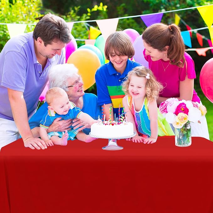 YMHPRIDE 6 Pack Tablecloth 60 x102 inch Polyester Table Cloth for 6 Foot Rectangle Tables,Stain and Wrinkle Resistant Washable Fabric Table Covers Polyester Red Tablecloths for Wedding,Party,Banquet