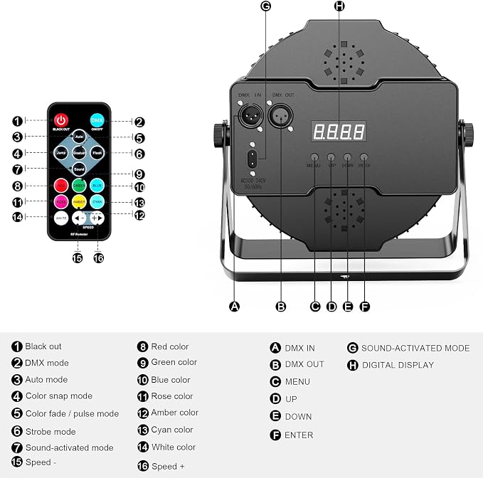 90W RGB LED Par Lights: 60 LEDs Dimmable Stage Lighting - Remote & DMX Control - Sound Activated Uplights for Events DJ Wedding Party Church Band Holiday Performance- 2Pack