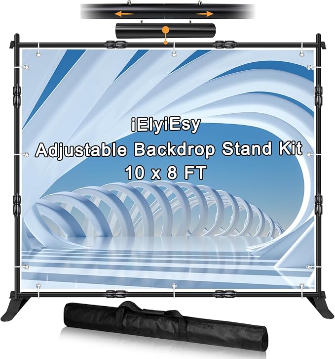 Backdrop Banner Stand, 10x8FT Heavy Duty Adjustable Step and Repeat Stand
