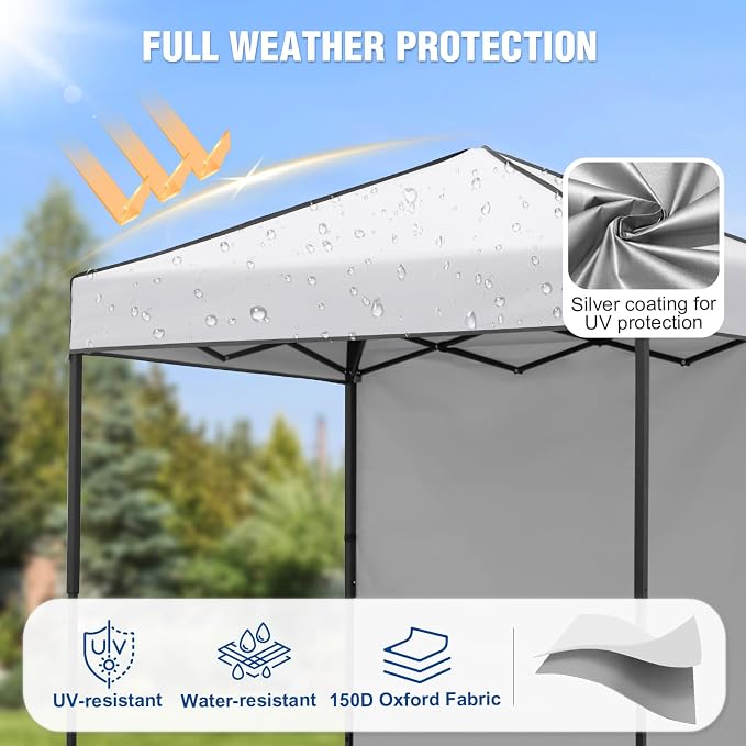 6x4 Pop Up Canopy Tent with One Wall Panel, Instant Portable Beach Canopy, Outdoor Tent with Carry Bag for Camping, Sports, Tailgating, Events, White