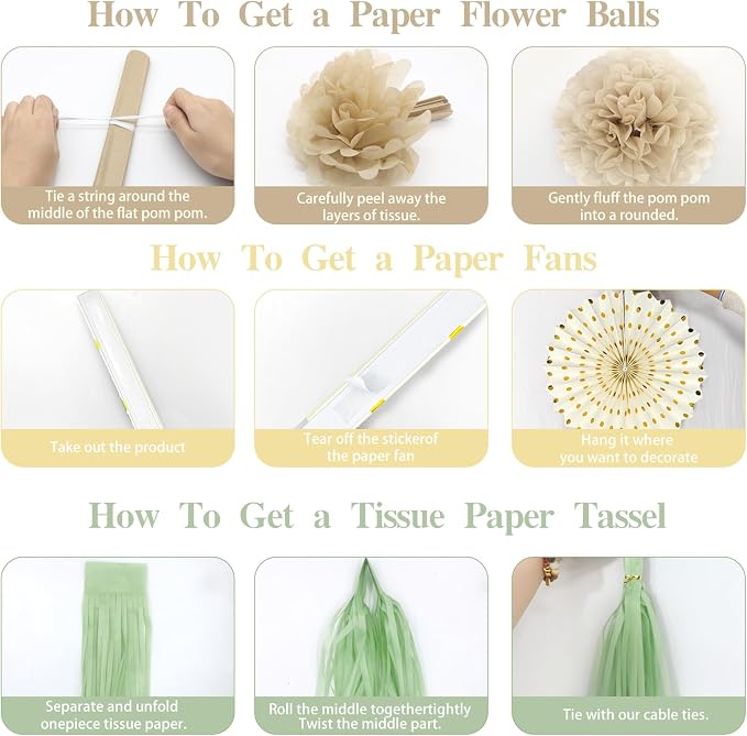 Sage Green Baby Shower Decorations - Welcome Baby Banner, Paper Lanterns, Tissue Pom Poms, honeycombs, Paper fan Tassel, Circle Dots Star, Gender Reveal Birthday Party Decorations
