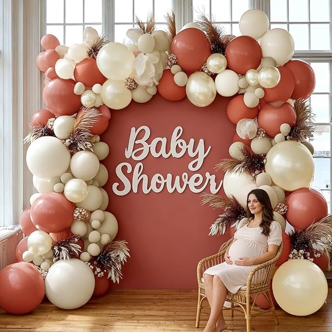 Dusty Pink Balloon Garland Double Stuffed Mauve Pink Balloons Pearl White Sand Balloon Arch Kit for Bridal Shower Birthday Wedding Valentine's Day Party Decorations