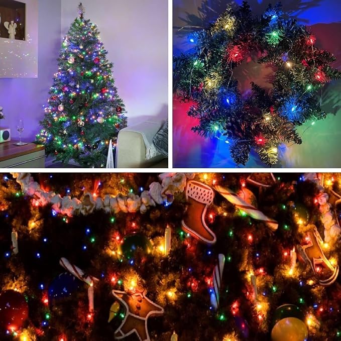 4-Pack Multicolor Christmas Fairy Lights Battery Operated with Timer, 16FT 50 LED String Lights Outdoor Indoor, Twinkle Lights Waterproof for Bedroom Wedding Party Christmas Decoration (Multicolor)