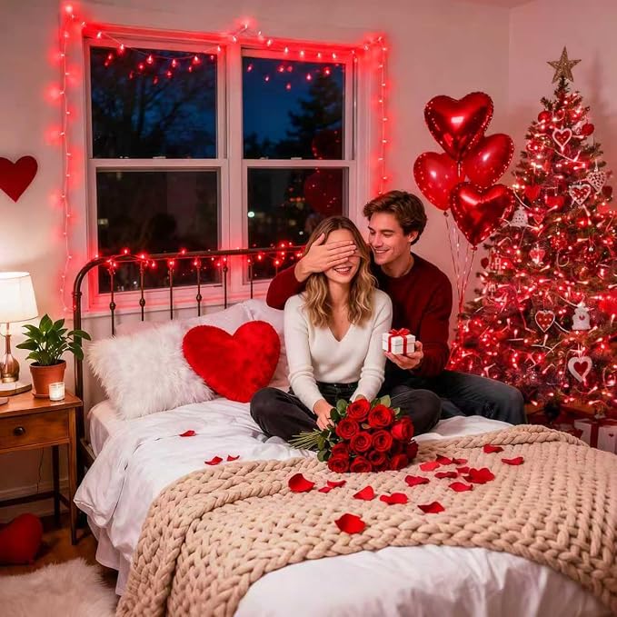 JMEXSUSS 600 LED Red Christmas Lights Outdoor, Red String Twinkle Fairy Lights Indoor Plug in, Valentines Day Lights Clear Wire for Tree Party Christmas Graduation Party Decorations