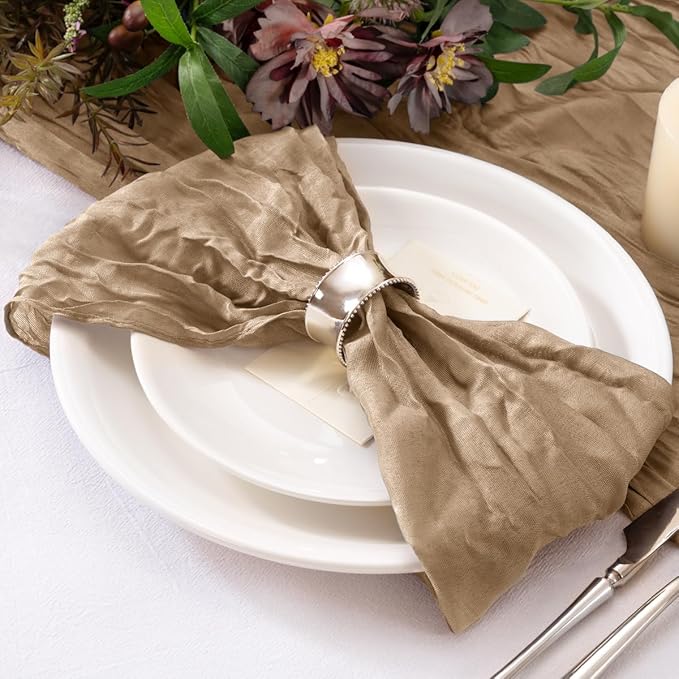 20 Pack Nude Cheesecloth Napkins Cloth Washable Spring Summer Cloth Napkins Set of 20 Bulk 21x21 Inches for Wedding Baby Bridal Shower Birthday Dinner Party Table Decor