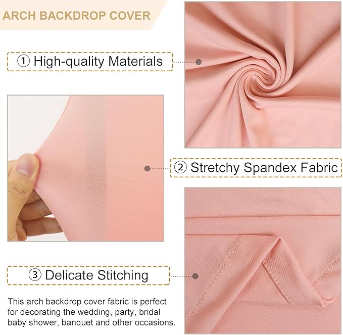FANPROMS Wedding Arch Cover Set of 2 Rose Arch Cover Spandex Arched Backdrop Cover Chiara Wall Backdrop Covers for Garden Arches Frame Arch Fabric Covers 6FT 7.2FT for Bridal Shower Ceremony Decor