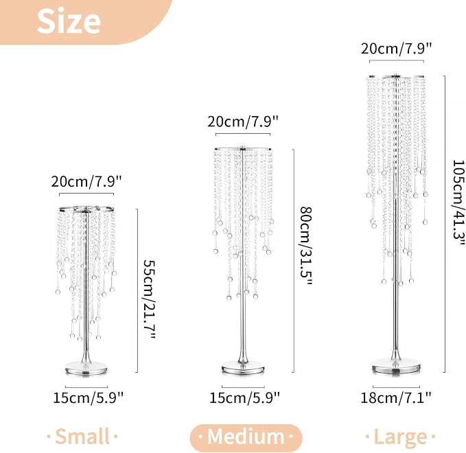 NUPTIO Silver Crystal Wedding Vases - 10 Pcs 29.5in Tall for Centerpieces, Aisle Decorations, Parties