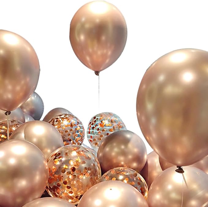 Metallic Champagne Gold Balloons, 113 pcs 18/12/10/5 Inch Champagne Gold Balloon Garland Arch Kit, Different Sizes Chrome Champagne Gold Latex Party Balloons for Birthday Wedding New Year Decorations