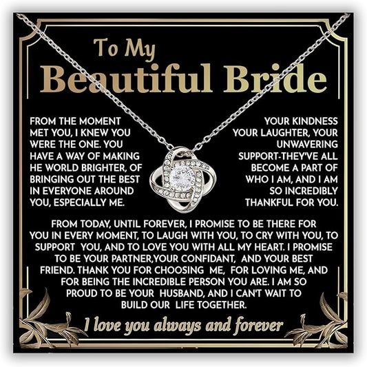 Groom To Bride Necklaces, Groom To Bride Necklace Gifts With Message Card, Groom To Bride Necklace For Wedding Day, To My Bride Necklace, Bridal Shower Necklace Gifts For Bride To Be