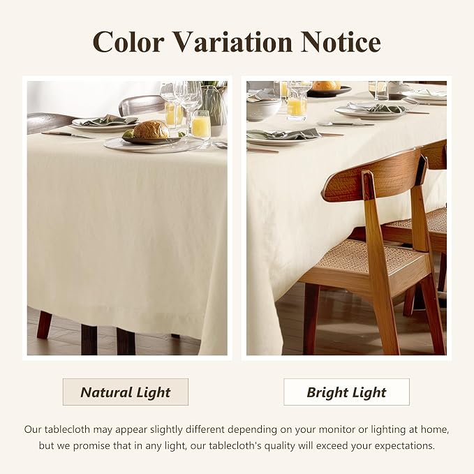 Linen World Linen Tablecloth - 100% French Linen Table Cloth 60" x 120" Inch,Washable Rectangular Tablecloth for Dining,Outdoor,Weddings and Restaurants,Decorative Thanksgiving Christmas,Sand Beige