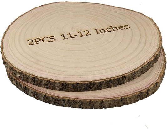 Wood Slices for Centerpieces, 11-12 Inches, 2 Pack, Rustic Wedding Table Decor Large Wood Circles, Rounds, centerpieces for Tables Wedding Decor, Baby Showers and Rustic DIY Projects