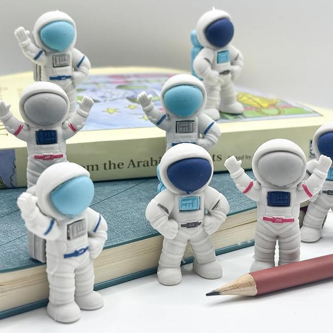 48 Sets End of School Years Gifts, Space Party Favors for Kids, Astronaut Erasers with Gift Tags, Outer Space Birthday Party Favors, Classroom Prizes for Students