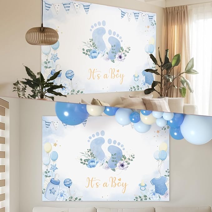 Baby Shower Balloons - Boy Baby Showers Decor ， Baby Showers Decorations ， Baby Shower Decors ， Carry a Background Cloth And 4 Baby Balloon Boxes