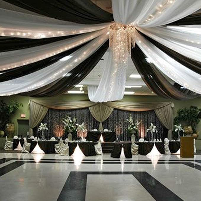 Sheer Voile Chiffon Fabric Draping Panels | 100 Yards 120" Wide Black Voile Fabric | Use for Backdrop Curtain -Wedding and Special Events