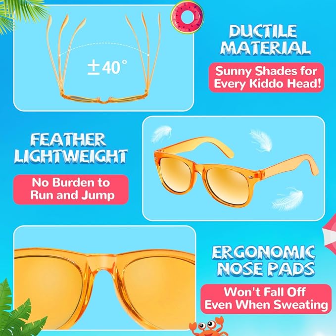 Sunglasses Party Favors for Kids - Girls Sunglasses Age 3-8 with UV 400 Protection, Neon Sunglass Party Favors Bulk for Students Classroom, Valentines Easter, Kids Goodie Bags Stuffers - 12 Packs
