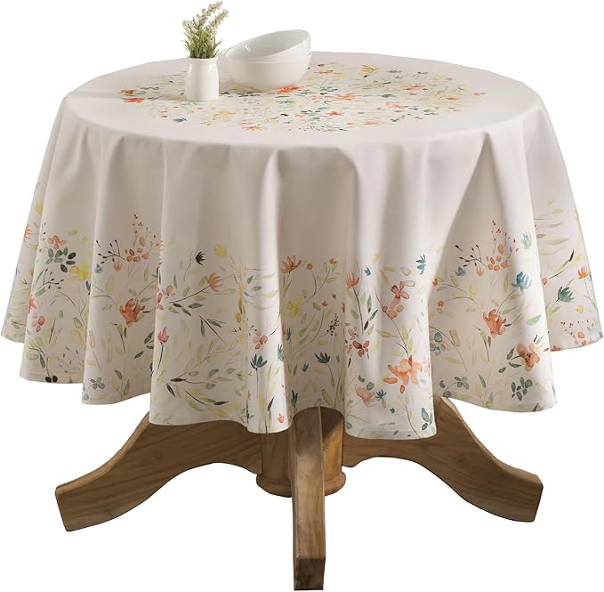 Maison d' Hermine Table Cloth Round Table 100% Cotton 63 Round Inches Tablecloth Reusable Decorative for Dining Kitchen Room Farmhouse Party Home Hotel Restaurant Spring Summer - Colmar