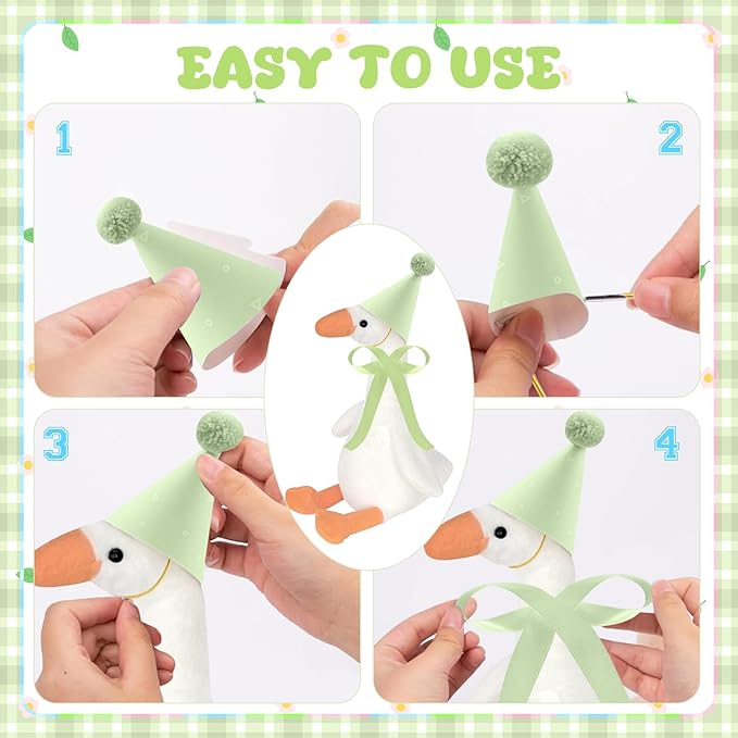39 Pcs Adopt a Silly Goose Party Favor Include 12 Silly Goose Stuffed Animal 12 Mini Hat 12 Adoption Card 1 Adoption Sign 1 Ribbon 1 Fence for Baby Shower Party 1st Birthday Decoration