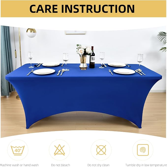 10-Pack 6ft Spandex Table Covers for Rectangle Standard Folding Tables - Wrinkle Resistant Stretch Tablecloths - Ultimate Fitted Table Protector for Parties, Banquet, Wedding