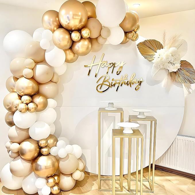 Happy Birthday Sign for Backdrop - Large Acrylic 'Happy Birthday' Mirror Sticker Sign for Birthday Balloon Arch Backdrop Party Wall Decor - Gold