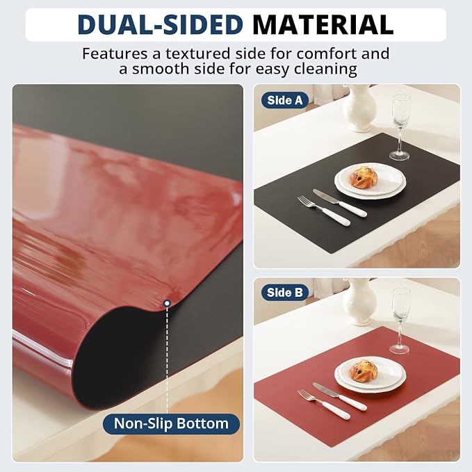 OstepDecor Black Table Cover Protector 40 x 80 Inch, 1.5mm Thick Plastic Table Cover, Dining Table Protector Pad, Waterproof & Easy Cleaning PVC Desk Mat for Dresser, Coffee & Kitchen Wooden Tabletop