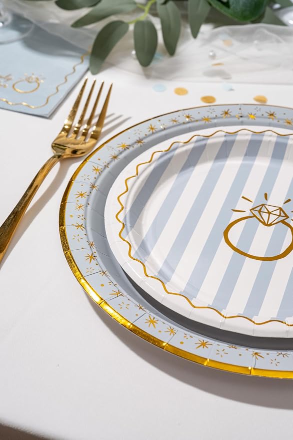 Bridal Wedding Celebration, Stylish Tableware Set for 8 Guests – Blue/Cream