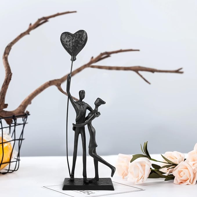 Kresecioo Wedding Gifts, Anniversary for Couple Her Him - Loving Couple Iron Sculpture, 12in Metal Statues for Home Decor, Wedding Anniversary Romantic Gifts for Women Men Birthday