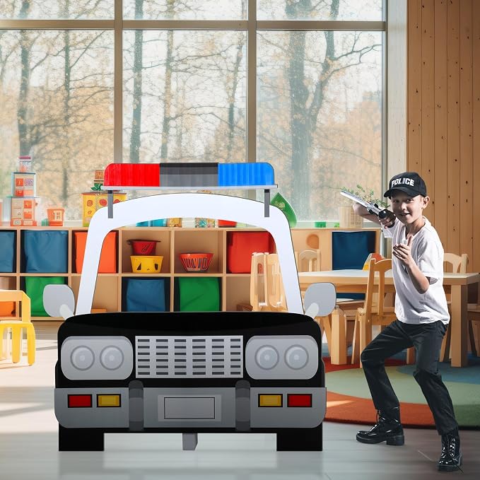 Amyhill 4.3 Feet Police Car Cardboard Stand-up Cutout Life-Size Police Academy Hero Theme Party Decorations Photo Props Backdrop Standup for Cop Car Theme Baby Shower Retirement Graduation Decor