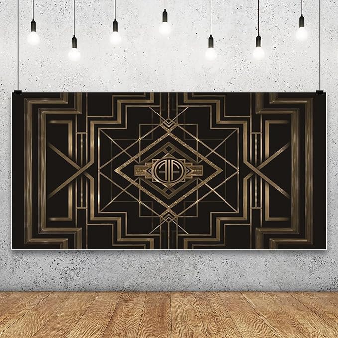 Leyiyi 20x10ft Great Black and Gold Birthday Photography Backdrop Adults Children Party Black and Gold Golden Banner Photo Studio Booth Background Newborn Baby Shower Decoration Banner