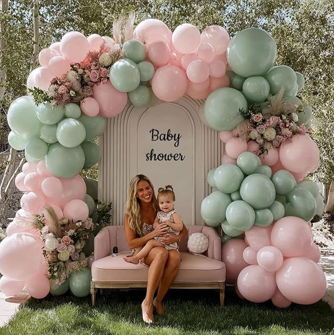 Pastel Pink Balloon Garland Double Stuffed Baby Pink Balloons Arch Light Pink Latex Balloons Different Sizes 18/12/5 Inch Macaron Balloon Kit for Baby Shower Wedding Princess Birthday Party Decor