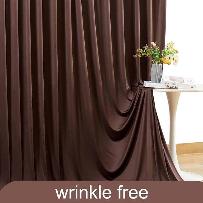 30ft x 10ft Brown Backdrop Curtain for Parties Wedding Brown Wrinkle Free Backdrop Drapes Panels for Baby Shower Gender Reveal Birthday Photo Photography Polyester Fabric Background Decoration