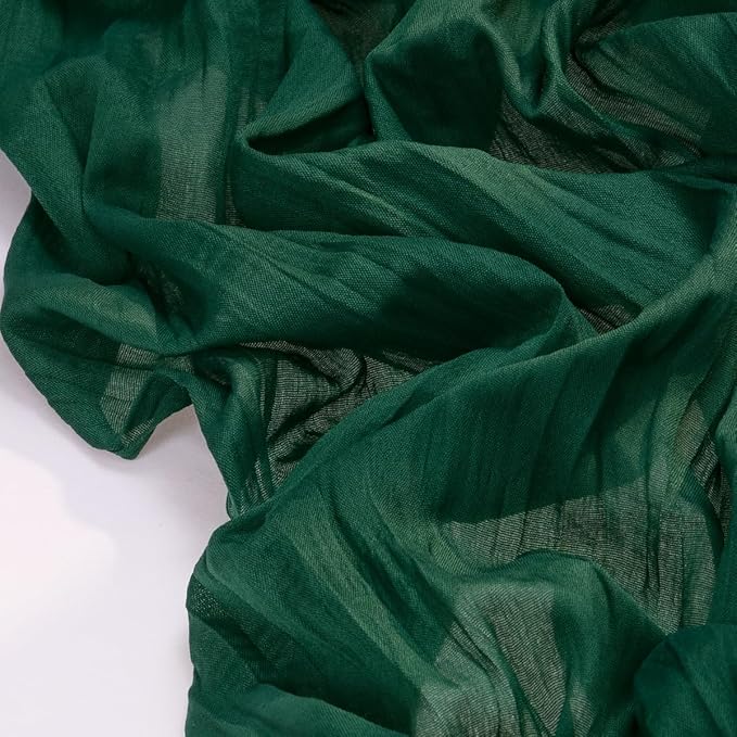 Socomi 6pcs Emerald Green Cheesecloth Table Runner Summer Boho Rustic Gauze 120 inch 10FT Cheese Cloth Sheer Runner for Wedding Party Baby Shower Birthday Home Decor Holiday Decorations