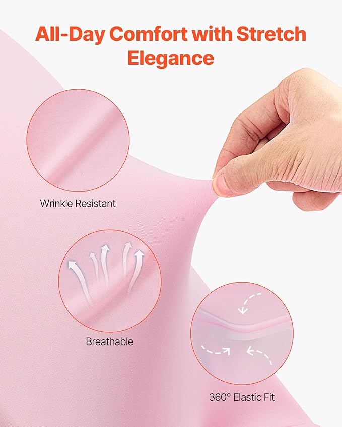 VEVOR Chair Covers, Polyester Spandex Chair Cover, Stretch Slipcovers for Wedding Party Dining Banquet Flat-Front Chair Covers (Pink-c, 50PCS)