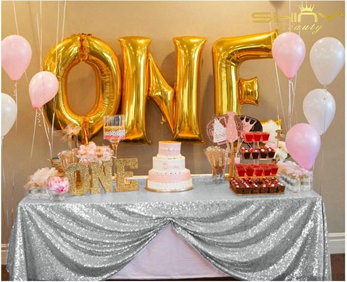 Silver Sequin Tablecloth 60x102 Inch Rectangular Table Cloth for Wedding | No Shedding Sequins, High Density Mesh Backing Design for 6ft Tables, Silver Glitter Linens for Dessert Cake Table Decor