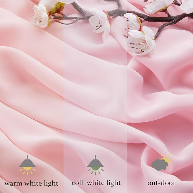 3 Yard Pink Chiffon Fabric by The Yard, 58 Inch Wide Elegant Sheer Chiffon Fabric for Wedding Costume Sewing Clothing Crafting Table Runner DIY Project