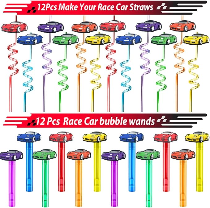PLOUGVI 232PCS Race Car Birthday Party Favors Decorations Supplies Goodie Bag Stuffer Pinata Filler, Cars Themed Favors for Wheel Birthday Decorations