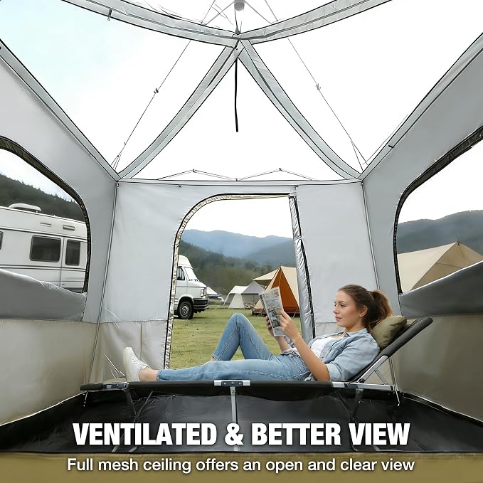 REDCAMP Canopy Camping Tent for Pop Up Canopy Tent, Inner Tent Converts Straight Leg 10'x10' or 10'x20' Canopy into Camping Tent, Fits 4-6 Person(Frame/Shelter NOT Included)