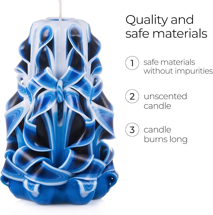 Carved Candles - Handmade Decorative Large Candle – Tall Long Burning Cute Spiral Candle for Women – for Home Decor, Cozy Cottage Core Gift - Christmas Gift for Mom - Sea Wave