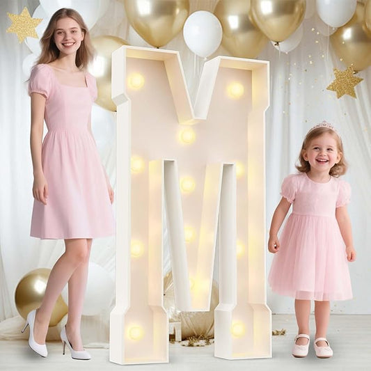 Ledido 4FT Marquee Light Up Letters M, Easy to Assemble Marquee Letters 4 Feet Tall for Indoor & Outdoor Events, Large Lighted Letter for Birthday Graduation Baby Shower Anniversary Party Decorations