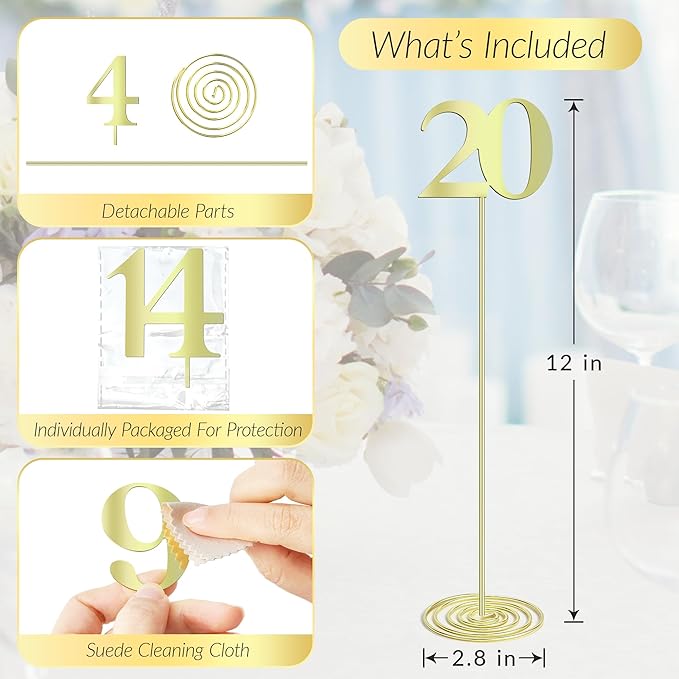 Wedding Table Numbers 1-20 Gold Metal - Table Numbers For Wedding Reception