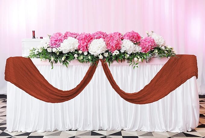24 Pack Cheesecloth Table Runner 20 x 120 inch Cheese Cloth Table Runner Bulk,Romantic Boho Sheer Gauze Fabric Table Runners for Wedding Reception,Party,Bridal Shower Table Decor(Terracotta)