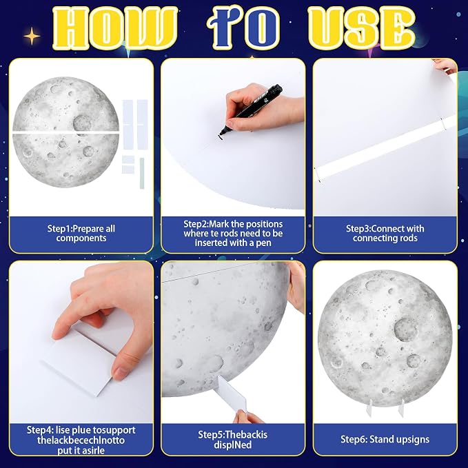 4 Pcs Large First Trip Around The Sun Decoration for Boy Birthday Space Party Cardboard Cutouts, Moon Astronaut Rocket Themed Standups for Baby Shower Photo Booth Backdrop Decor