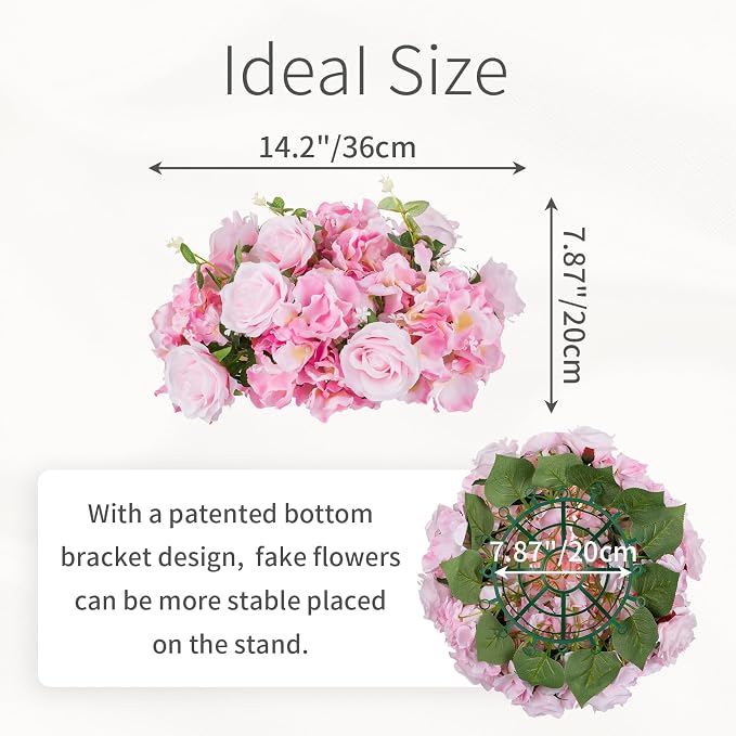 Pink Flowers Balls for Centerpieces: 10 PCS 14.2" Diam Flower Centerpieces for Tables in Wedding Reception Decorations Arrangement for Party Celebration Planners