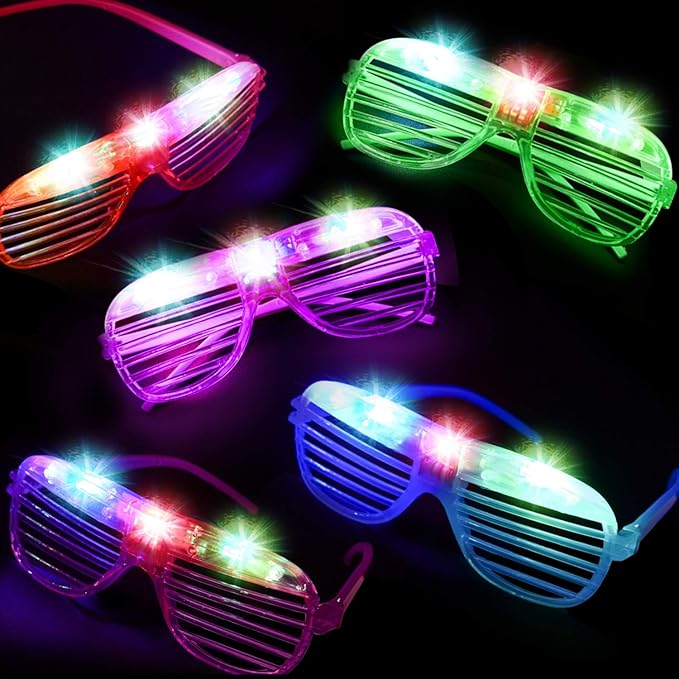 iGeeKid 50 Pack LED Glasses Light Up Party Glasses Glow In The Dark Party Supplies Shutter Neon Toys Flashing Glasses Party Patriotic