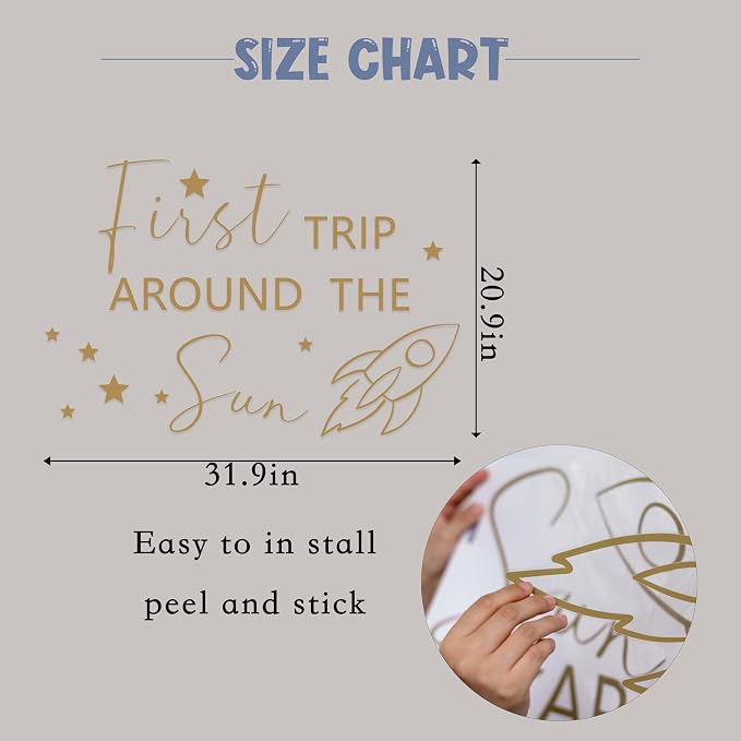 First Trip Around The Sun Balloon Arch Decoration | Space Theme 1st Birthday Party Decorations, Sun Theme Birthday Party Supplies, Outer Space Theme Birthday Decor Sticker
