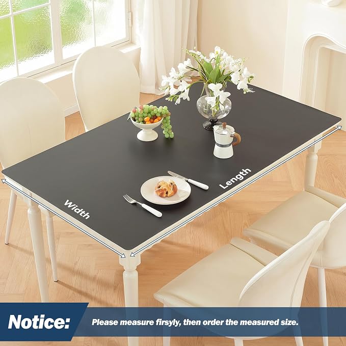OstepDecor Black Table Cover Protector 30 x 48 Inch, 1.5mm Thick Plastic Table Cover, Dining Table Protector Pad, Waterproof & Easy Cleaning PVC Desk Mat for Dresser, Coffee & Kitchen Wooden Tabletop