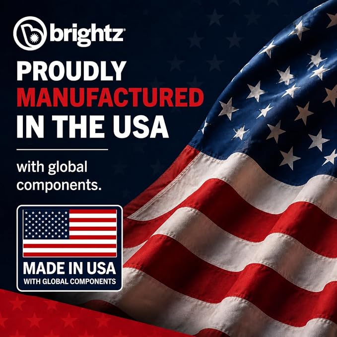 Brightz LED Patriotic Canopy Lights - 40 ft Red White & Blue String Lights - 4th of July Golf Cart Decorations - Made in USA with Globally Sourced Materials, Battery Powered 60 LEDs, 24+ Hour Runtime