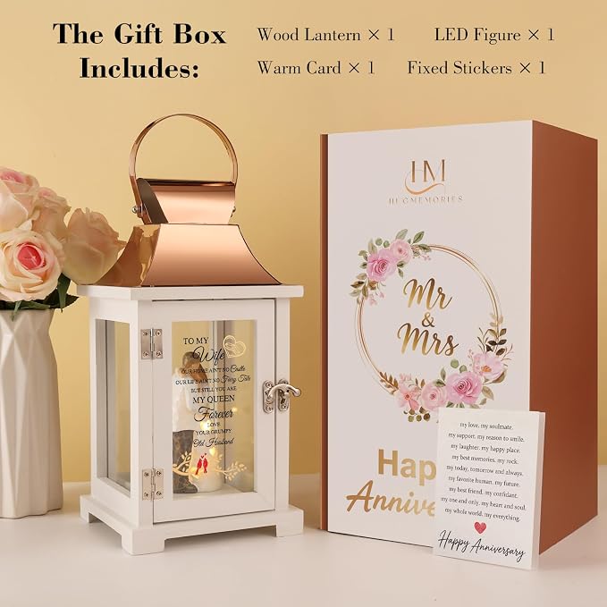 Birthday Gift for Wife, Birthday Gift for Her, Romantic Wife Gift from Husband, Christmas Valentine's for Her, Best Couple Lantern with Figurine
