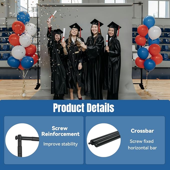 QKA10x8 FT(WxH) Heavy Duty Backdrop Banner Stand with Adjustable Telescopic Tube,Step and Repeat Stand for Parties, Photo Booths, Exhibit Events (Carrying Bag Included)
